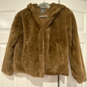 Faux fur jacket brown with buttons